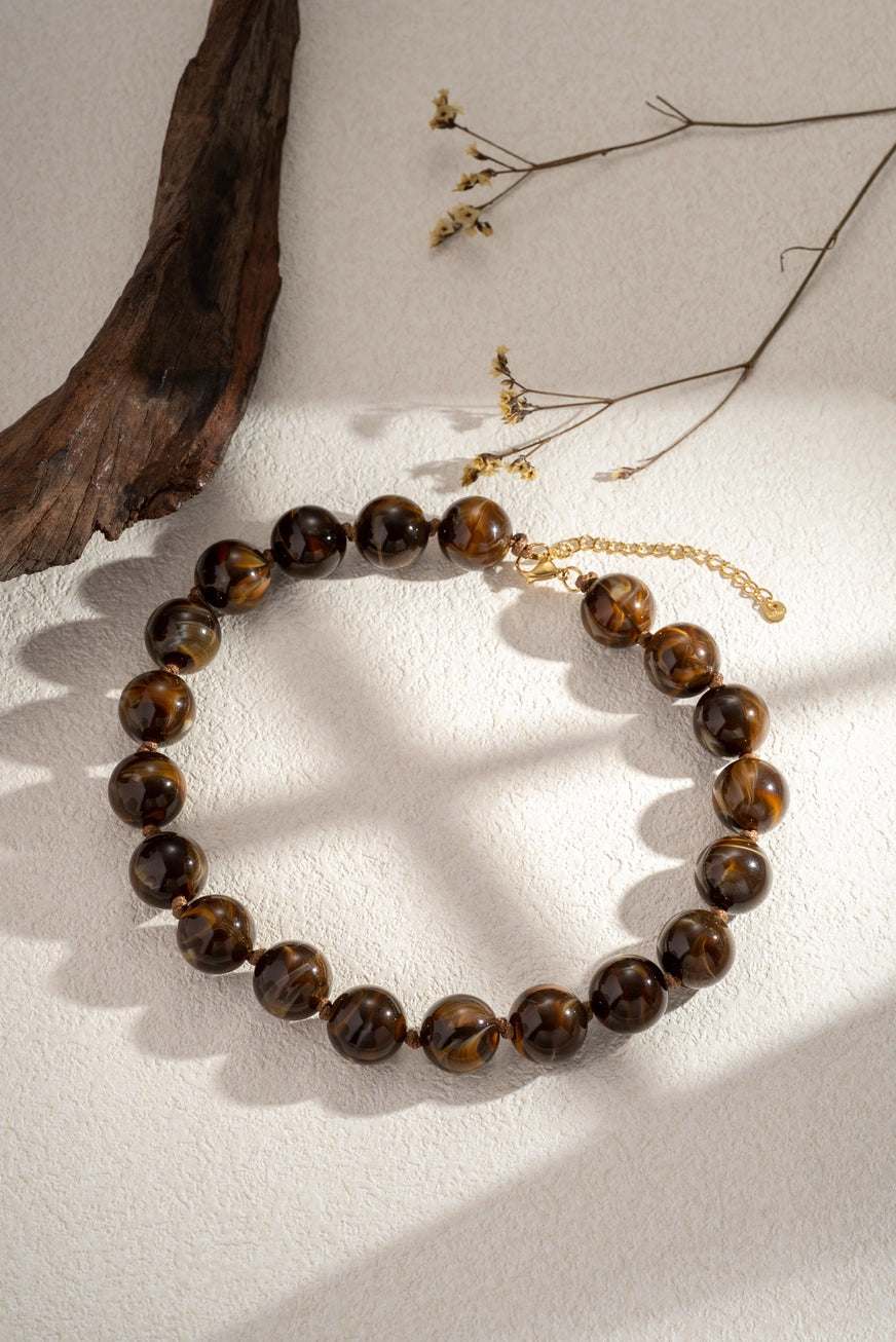 Collier perles marbrées